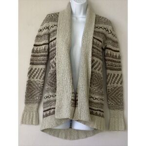 Lucky Brand Sweater Women Extra Small Brown Open Cardigan Cabincore Hi Lo B2